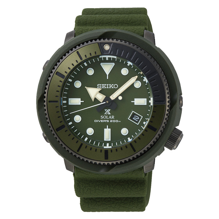 SEIKO ProspeX SNE535P1 Solar Tuna Street Watch Date V157 Diver Green Silicone eBay