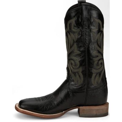 JUSTIN BOOTS JUSTIN MEN'S 8170 PASCOE 13" BLACK SMOOTH OSTRICH SQUARE TOE WESTERN BOOTS