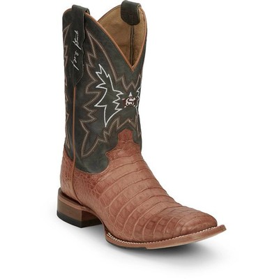 JUSTIN BOOTS JUSTIN MEN'S GR5706 HAGGARD 11" CAIMAN TAN SQUARE TOE WESTERN MID-CALF BOOTS