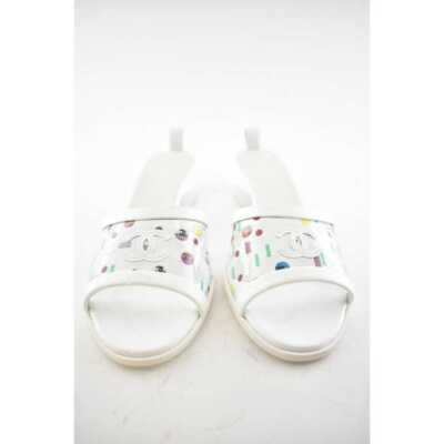 Pre-owned Chanel 19s Multicolor Patent Transparent Pvc C Logo Mule Slide Sandal Heel 37.5c
