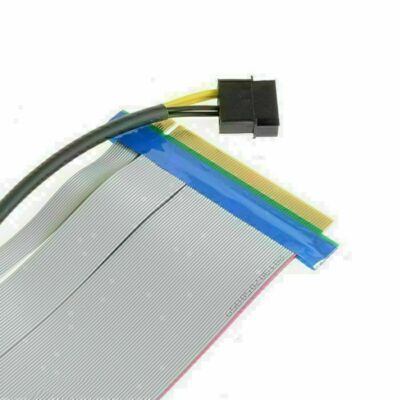 PCI-E Express 16X to 16x Riser Extender Card with Molex IDE & Ribbon Cable 20cm