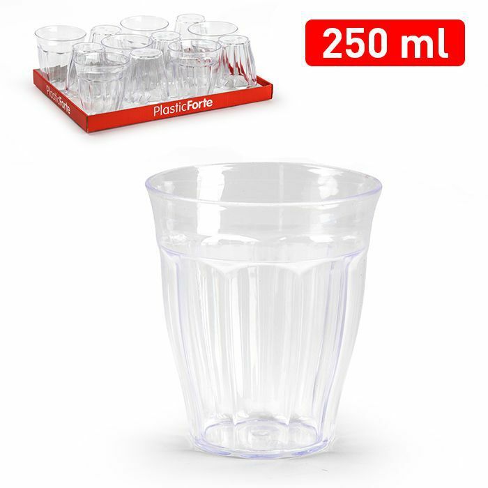 Set 12 Pezzi Bicchieri Da Acqua In Plastica Trasparente 250ml dfh