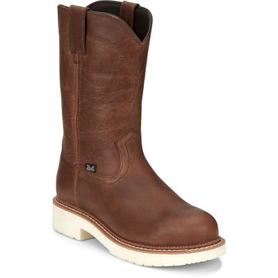 JUSTIN BOOTS JUSTIN MEN'S MJ1700 ROUND-UP 11" BROWN STEEL ROUND TOE ELECTRICAL HAZARD BOOTS