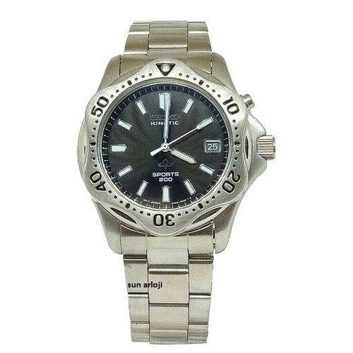 Pre-owned Seiko Kinetic Skh163 Stainless Watch Black Dial Skh163p1 Vintage 100m Skh163p1