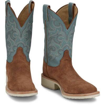 Pre-owned Justin Boots Justin Men's Br390 Alamo 11" Golden Tan (brown) Slip-resistant Roughout Boots