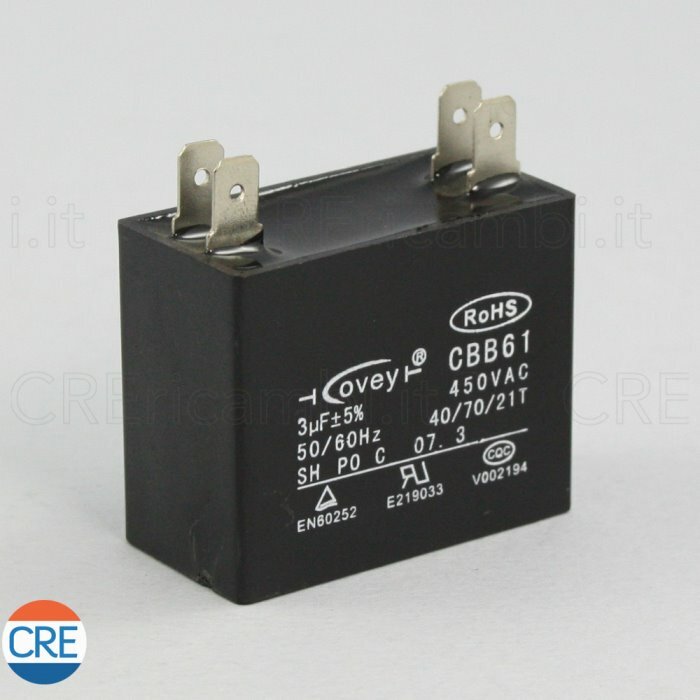 Condensatore 3uf 450v 50/60hz Cbb61 Deumidificatore Pinguino Ag Pac De Longhi