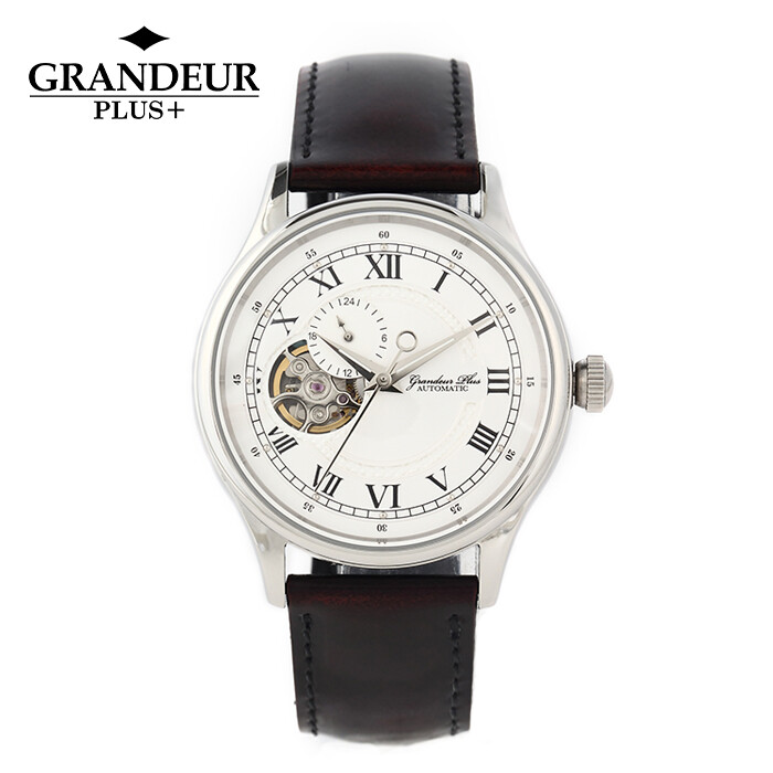 Pre-owned Grandeur Plus＋ Grp013 Automatic Open Heart Watch Made In Japan In Silver/red
