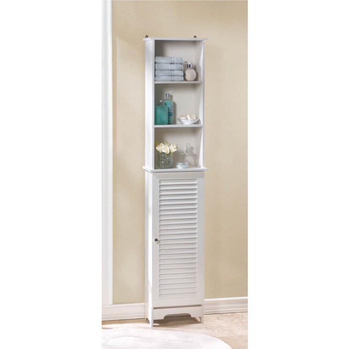 Tall White Organizer Storage Cabinet Home Kitchen Hallway Bath Bedroom Door New