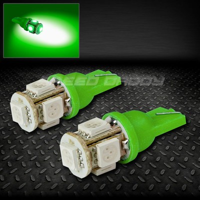 ПАРА СВЕТОДИОДНЫХ ЛАМП 5SMD 5 5050 SMD LED T10 W5W 194 360 ЗЕЛЕНАЯ ВНУТРЕННЯЯ КУПОЛЬНАЯ КЛИНОВИДНАЯ ЛАМПОЧКА