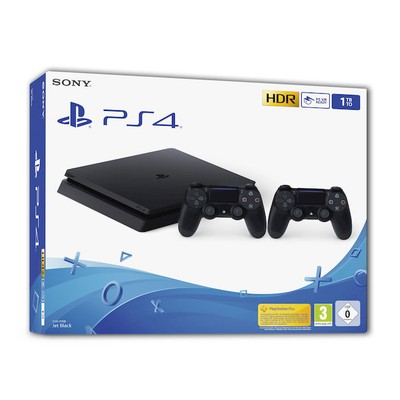 CONSOLE SONY PS4 1TB SLIM + 2° DUALSHOK V2 CHASSIS E NERA BLACK GARANZIA ITALIA