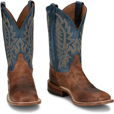 JUSTIN BOOTS JUSTIN MEN'S BR388 POSTON 11" AMBER (BROWN) SQUARE TOE WESTERN MID-CALF BOOTS