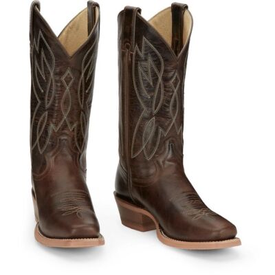 Pre-owned Justin Boots Justin Women's Cj4011 Mayberry 12" Umber (brown) Sq Toe Western Mid-calf Boots