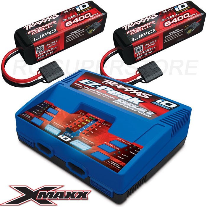 Traxxas EZ-Peak DUAL LiPo Charger /& 2x 3S 6400mAh X-MAXX 6S LIPO BATTERY COMBO