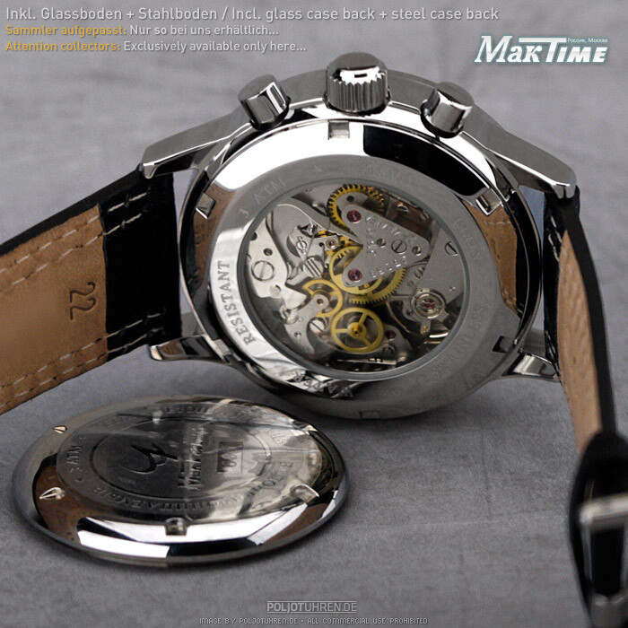 MAKTIME CHRONOGRAPH MECHANICAL MOON PHASE POLJOT 31679 HAND WOUND RUSSIA WATCH MAKTIME