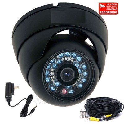 Dome Security Camera Outdoor Wide Angle CCD Night Color w/ Video Power Cable MD6