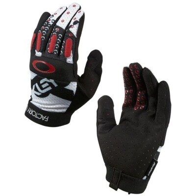 Oakley Factory Lite Full Finger Men's Microfiber Gloves Black/White/Red X-Large