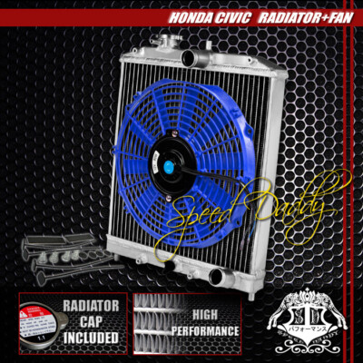 ПОЛНОСТЬЮ АЛЮМИНИЕВЫЙ 2-РЯДНЫЙ РАДИАТОР С СЕРДЕЧНИКОМ + 12 СИНИХ ВЕНТИЛЯТОРОВ ОХЛАЖДЕНИЯ ДЛЯ CIVIC/DEL SOL/INTEGRA