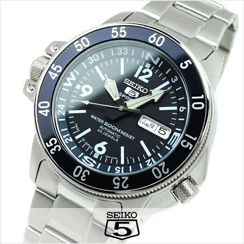 Pre-owned Seiko 5 Sports Skz209j1 23 Jewels Navy Automatic Japan Made Original Box