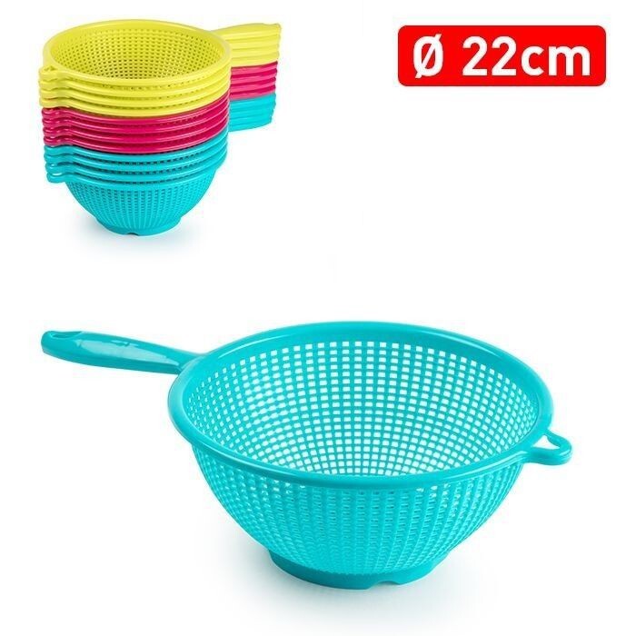 Set 12 Pezzi Cestino Scolapasta 22cm Con Manico In Plastica Colorata hmj