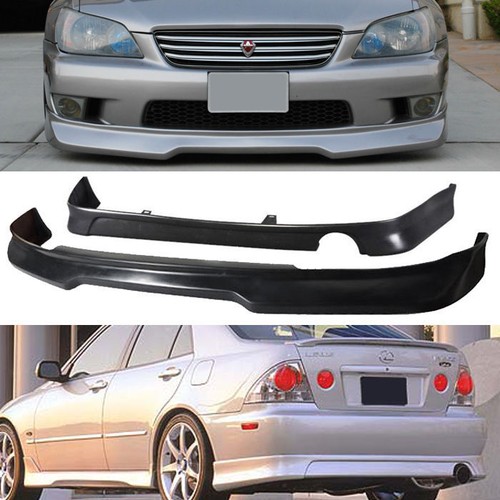 FOR 01-05 LEXUS IS300 BLACK PU FRONT REAR BUMPER LIP SPOILER 2PCS COMBO BODY KIT