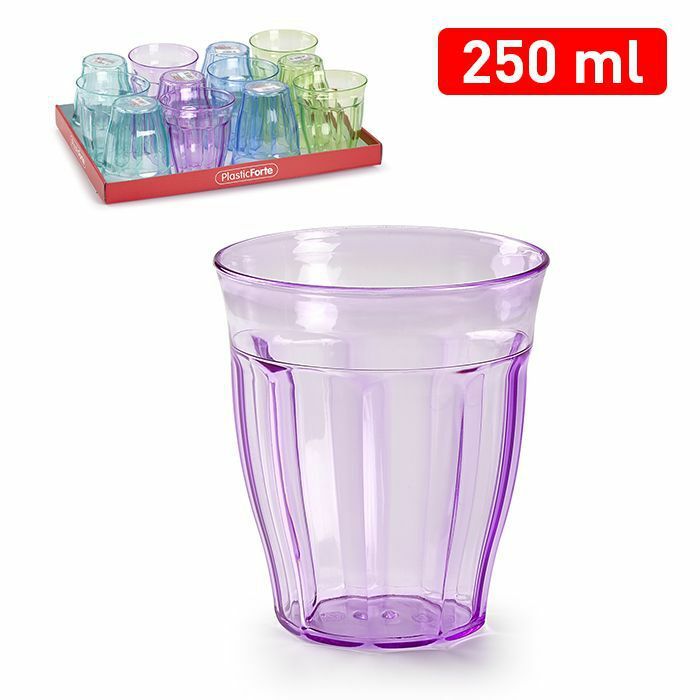 Set 12 Pezzi Bicchieri Da Acqua In Plastica Colorata 250ml dfh