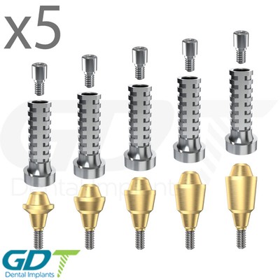 5 Straight Multi Unit Prosthetic Titanium Set For Conical NP Active Hex Dental