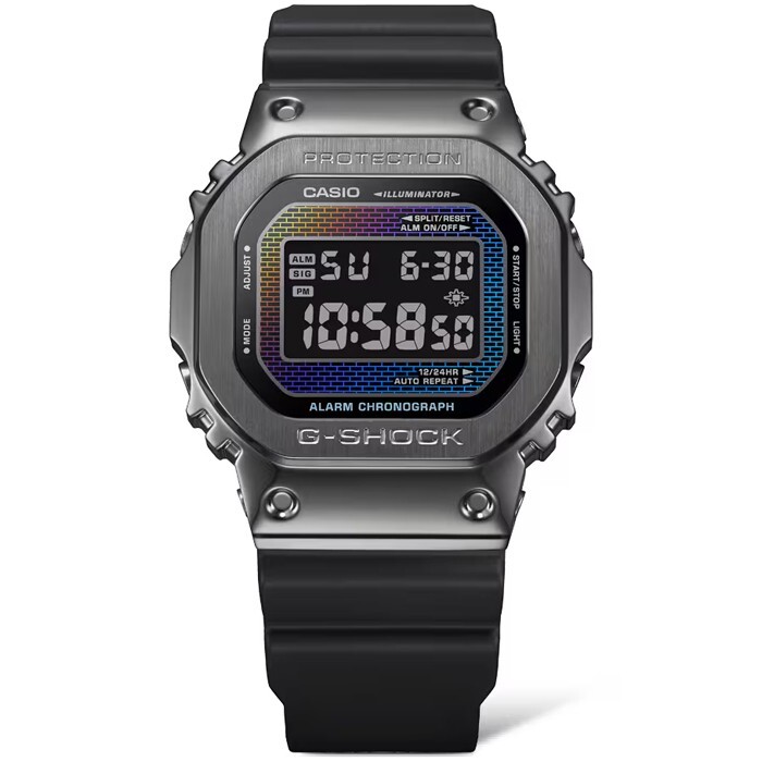 Pre-owned Casio G-shocki Gm-5600brw-1 Rainbow Brick Wall Digital Chrono Men Watch