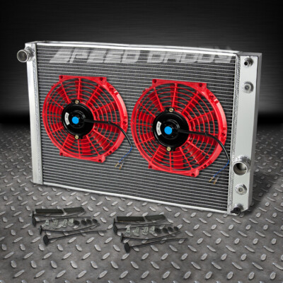 3-РЯДНЫЙ АЛЮМИНИЕВЫЙ ГОНОЧНЫЙ РАДИАТОР + КРАСНЫЙ ВЕНТИЛЯТОР ДЛЯ 91-96 CHEVY CORVETTE 5.7L L98/LT1 V8