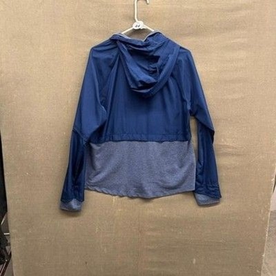 Avia Women's Hooded Windbreaker Jacket Full Zip Blue Gray Size Large Pre-Owned E