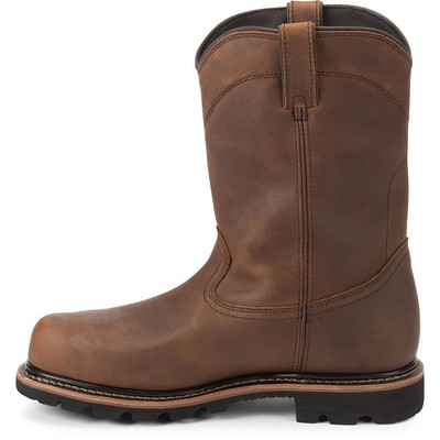 JUSTIN BOOTS JUSTIN MEN'S WK4630 PULLEY 10" BROWN COMPOSITE TOE WATERPROOF WORK BOOTS