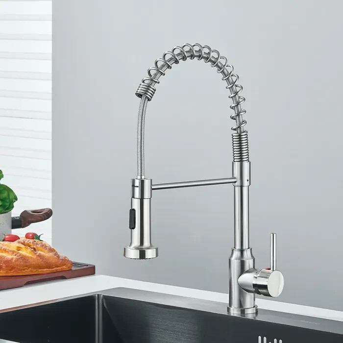 Robinet De Cuisine Avec Douchette 2 Fonctions Et Bec Rotatif Ã  360Â° - Mitigeur