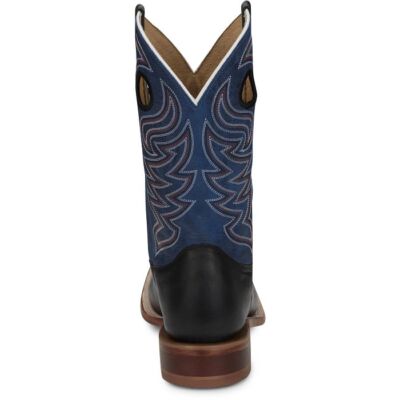 Pre-owned Justin Boots Justin Men's Cj2532 Pearce 11" Black Square Toe Block Heel Western Pull-on Boots