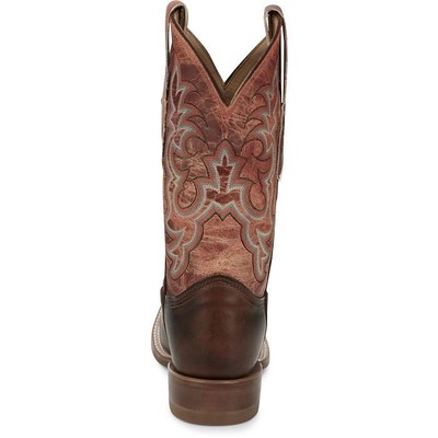 JUSTIN BOOTS JUSTIN WOMEN'S AQ7020 DUSTY 11" BROWN BLOCK HEEL SQUARE TOE WESTERN BOOTS
