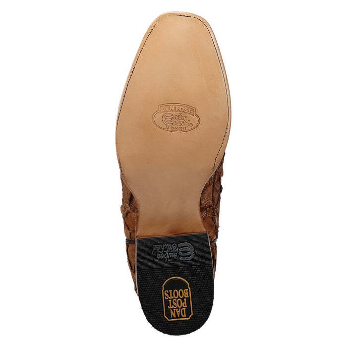Pre-owned Dan Post Men's Riggs Pirarucu Boot Dp5021 In Tan/dark Blue