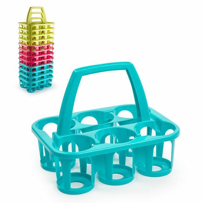 Cestello Cestino Portabottiglie Bottiglie 6 Posti In Plastica Colorato hmj