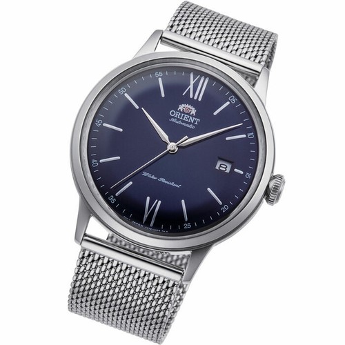 Pre-owned Orient Automatic Dress Blue Dial Mesh Bracelet Ra-ac0019l10b Men's Round Watch