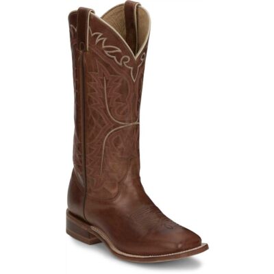 Pre-owned Justin Boots Justin Women's Cj2622 Stella 13" Whiskey Brown Square Toe Western Mid-calf Boots In Whiskey Brown (brown)