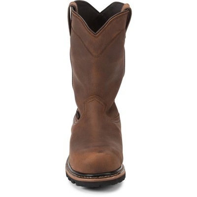 JUSTIN BOOTS JUSTIN MEN'S WK4630 PULLEY 10" BROWN COMPOSITE TOE WATERPROOF WORK BOOTS