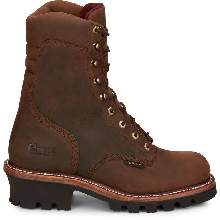 Pre-owned Chippewa Men's 59408 9" Waterproof 400g Insulated Eh Logger Boots, Size 10.5 Eee In Brown