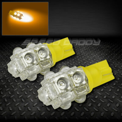 ПАРА ЛАМП НАКАЛИВАНИЯ T10 W5W 194 ЯНТАРНОГО ЦВЕТА С ВНУТРЕННИМ КУПОЛОМ/КАРТОЙ на КЛИНЕ с 9 СВЕТОДИОДАМИ SUPER FLUX LED