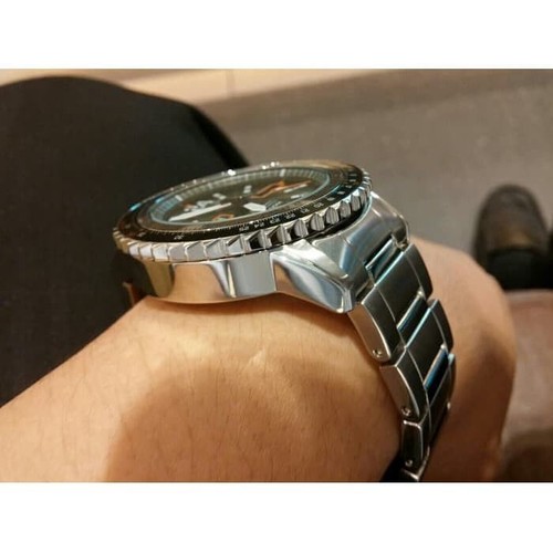 Pre-owned Seiko 5 Sports Srp349k1 Automatic Watch Green Army Dial Stainless Steel Day Date