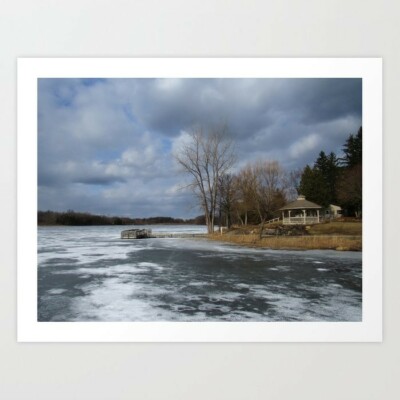 art print 28'' x 22''Frostbitten Haven photography Pavilion Lake Winter trees sky