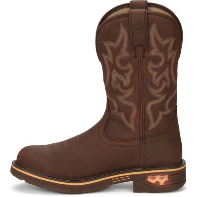 Pre-owned Justin Boots Justin Men's Cr4008 Resistor 11" Brown Nano Comp Toe Waterproof Eh Work Boots In Hickory Brown (brown)
