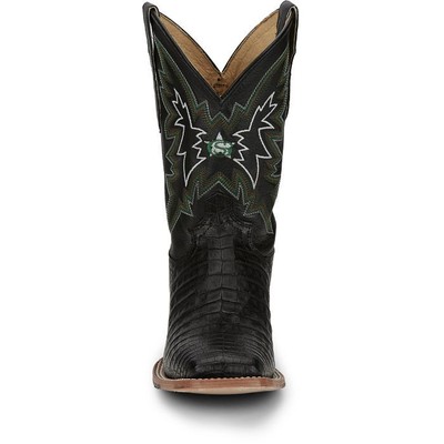 JUSTIN BOOTS JUSTIN MEN'S GR5705 HAGGARD 11" CAIMAN BLACK SQUARE TOE WESTERN MID-CALF BOOTS