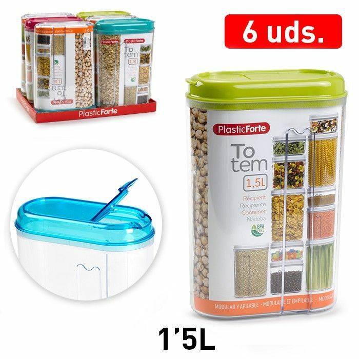 Set 6 Pezzi Contenitori Salva Freschezza Biscotti Spaghetti Pasta 1,5lt dfh