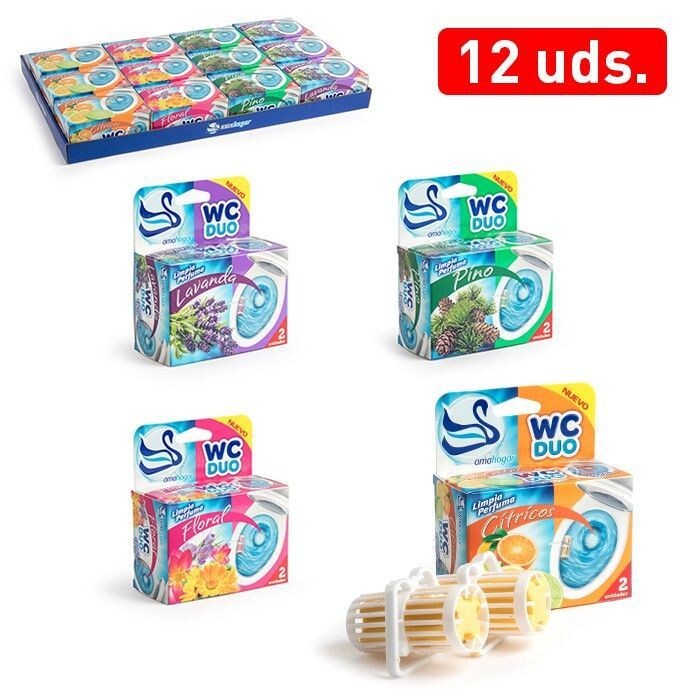 Set 12 Pz Bagno Wc Duo Deodorante Profumo Gel Varie Fragranze Toilette hmj