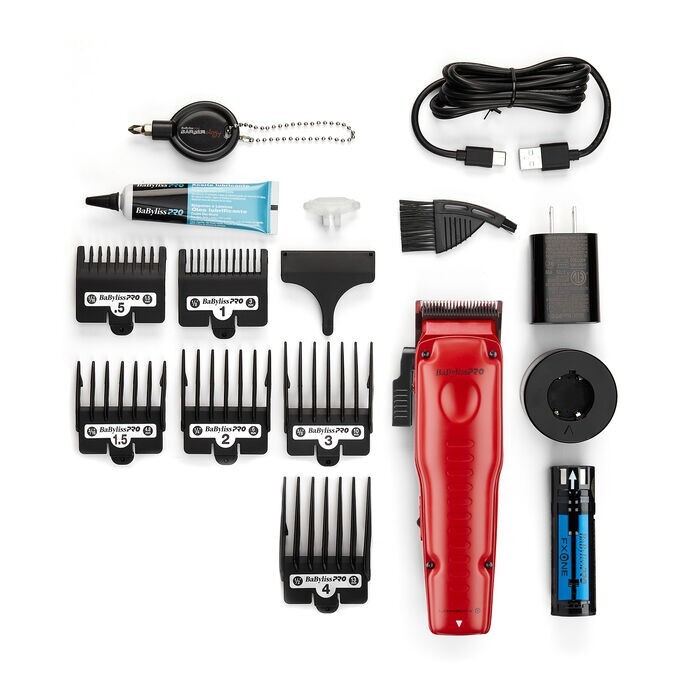 BaBylissPRO FX829MR FXONE LO-PRO Professional Red Cordless Clipper with Battery