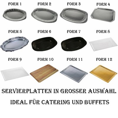 Servierplatten Alu / Pappe rund, oval, eckig Einweg Buffetplatte Partyplatte