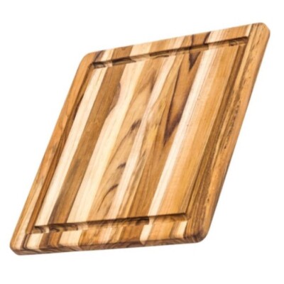 Teak Haus Essential Square Cutting Board Edge Grain Juice Canal Sustainable Wood
