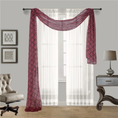 1PC PRINTED/SOLID VOILE SCARF WINDOW CURTAIN SEE THROUGH PARTY HOME DECOR S38